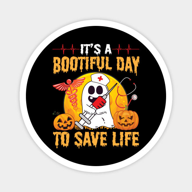 Pumpkin Heart Ghost Nurse It's A Bootiful Day To Save Life Magnet by joandraelliot